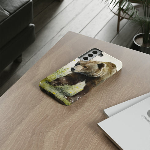 Grizzly Bear in a Field - Impact Resistant Phone Case